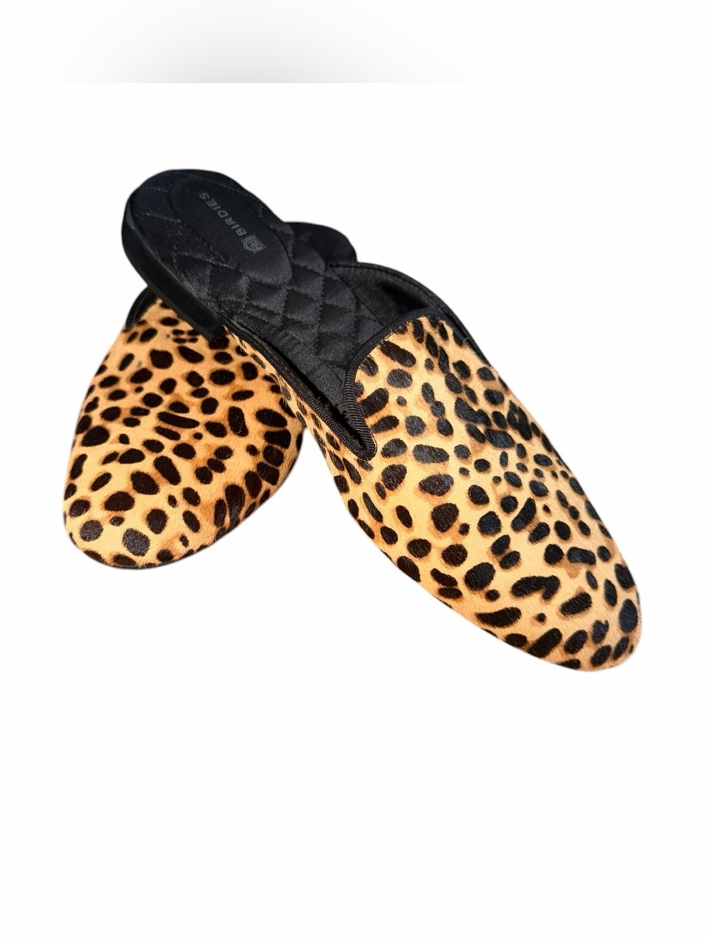 Birdies The Phoebe Mules Leopard Print Calf Hair Slides Size Women’s 8